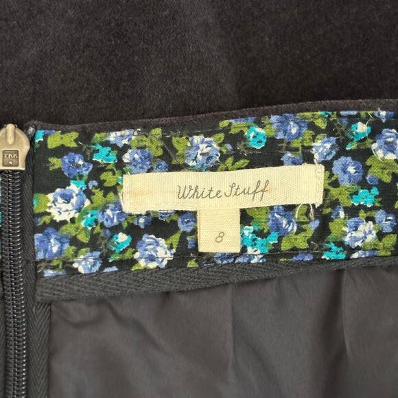 White Stuff Skirt 8 Charcoal Velvet Pencil Academia Career Office Secretary Twee - Picture 8 of 10